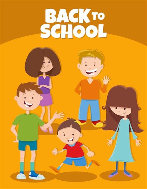 Premium Vector | Cartoon funny children with back to school caption