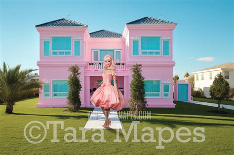 Pink Doll House Digital Backdrop Pink Dream House Dollhouse Digital