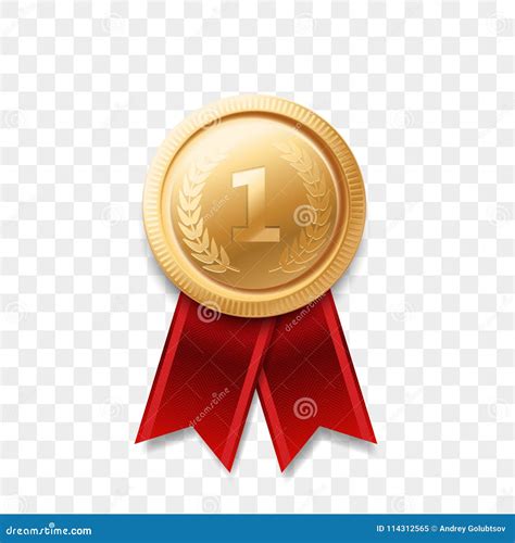 1 Place Winner Golden Medal Vector Award Ribbon Stock Vector