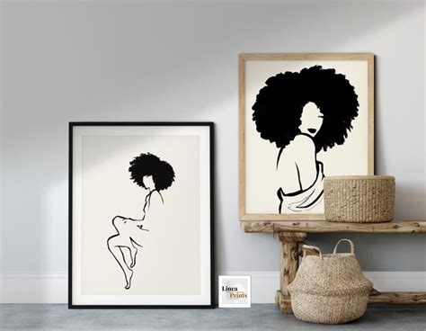 Set Of Two Minimalist Nude Drawing Printable Wall Art Black Etsy