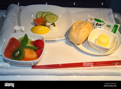 Beijing China Air China airlines onboard meal food tray fruit salad ...