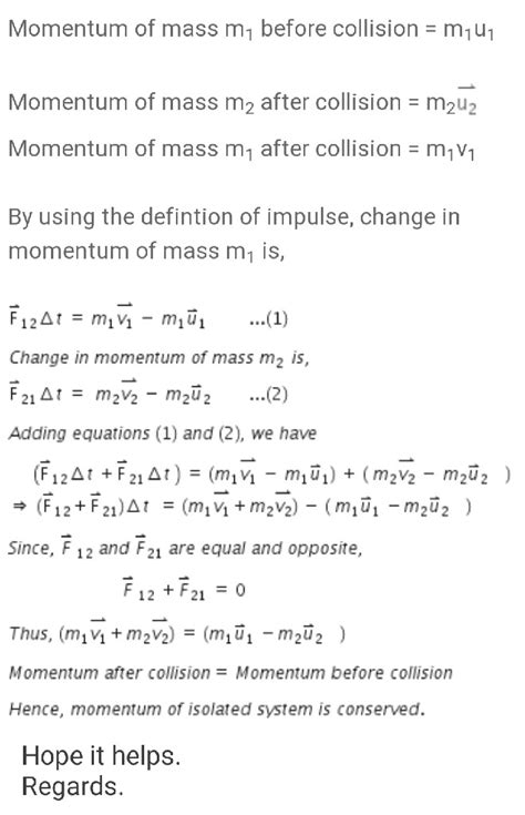 State And Derive The Law Of Conservation Of Momentum Science Force