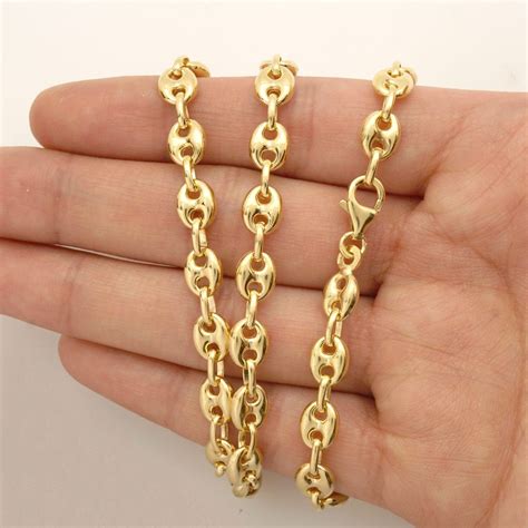 14k Yellow Gold 6 5mm Puffed Anchor Mariner Chain Necklace 20 28