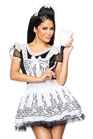 4 tlg Maid Set Maria Dienstmädchen Kostüm Putzfrauen Outfit Kleid