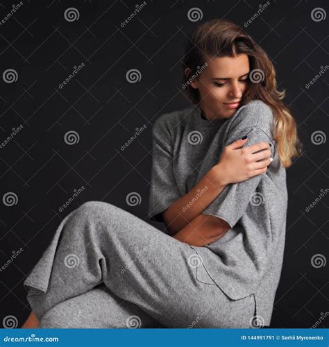 Model Cute Female Brunette Posing Isolated At Black Stock Image Image Of Makeup Cute 144991791