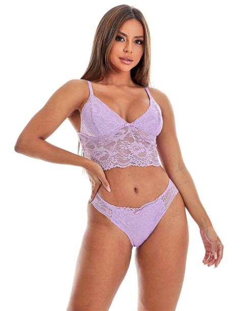 Conjunto Lingerie De Renda Cropped E Calcinha TJ Vip