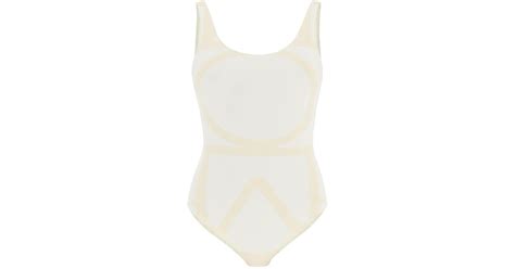 Totême Toteme One Piece Monogram Swimsuit In White Lyst