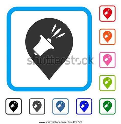 Megaphone Map Marker Icon Flat Grey Stock Vector Royalty Free