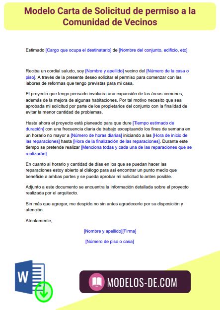 Modelo De Carta Dirigida A La Comunidad De Vecinos En Word