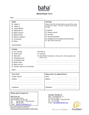 Fillable Online Baha Repair Form Dar Tech Inc Fax Email Print