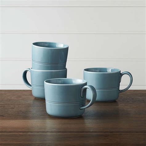 Hue Blue Mugs Set Of 4 Reviews Crate And Barrel Mugs Set Mugs