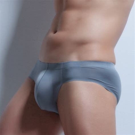 Mr Gun Sexy Men Ultra Thin Underwear Briefs Ice Silk Brand Solid