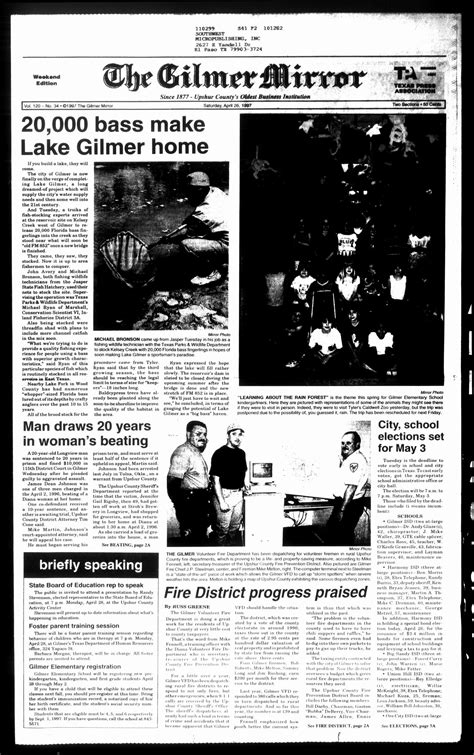 The Gilmer Mirror Gilmer Tex Vol 120 No 34 Ed 1 Saturday