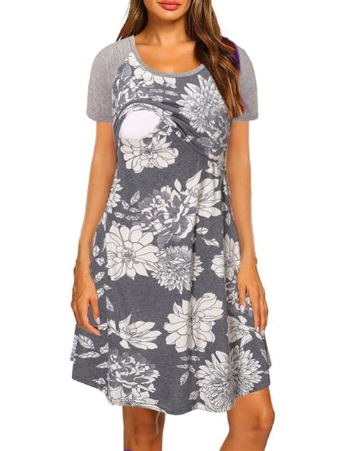 WTPretty Pregnant Womens Summer Floral Sundress Short Sleeve Marternity