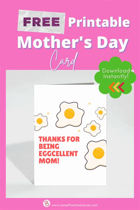 Printable Mothers Day Cards Eggcellent Mom 400 400 Homemade Creations