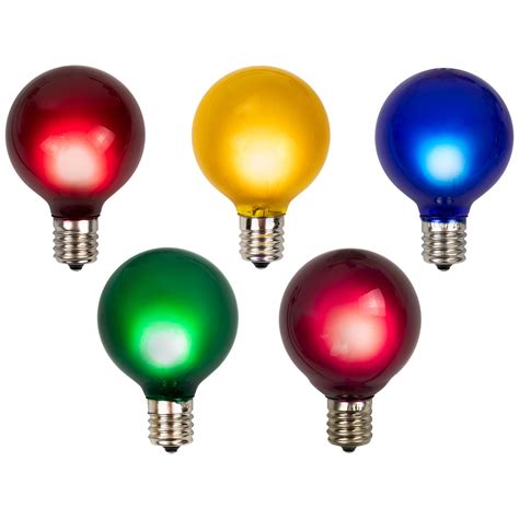 Pack Of 10 Multi Color Satin G50 Globe Christmas Replacement Bulbs