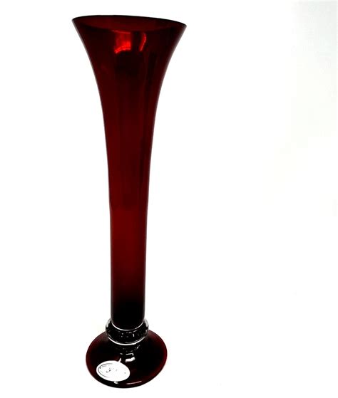 Tall Ruby Red Bud Vase Cys Excel Hand Blown Glassware 10 Tall Etsy