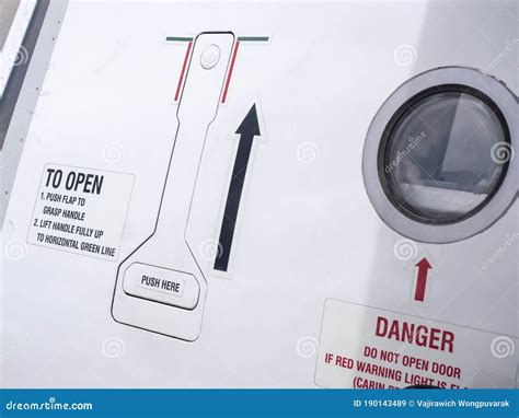 A320 Door Handle And View Port From Outside Instruction On The Door