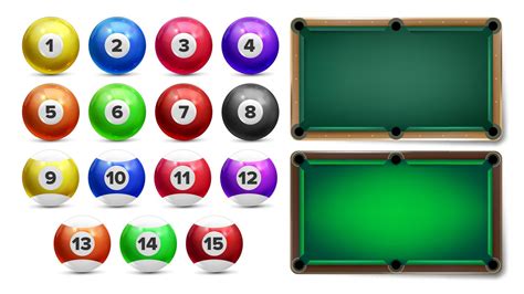 Billiard Balls With Numbers And Table Set Vector 17393097 Vector Art at ...