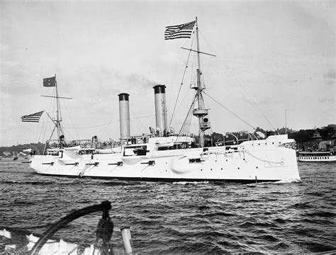 Us Navy Protected Cruiser Uss Chicago Starboard View During The