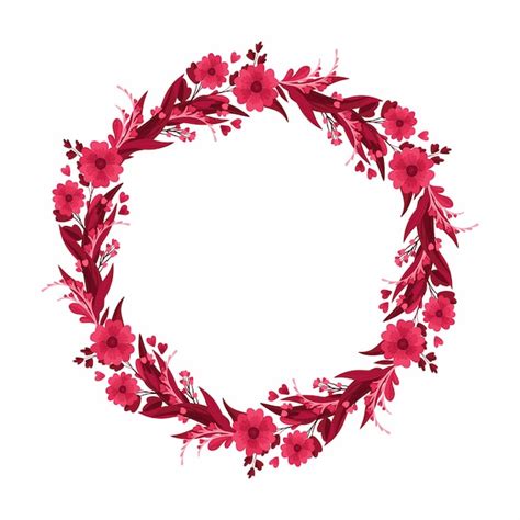 Premium Vector Magenta Floral Arrangements Blank Wreath Round Empty