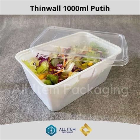 Jual Kotak Makan Plastik Thinwall 1000 Ml Putih Food Container Rjm