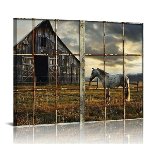 Comio Old Barn Canvas Wall Art Rustic Wall Decor Paintings Farmhouse