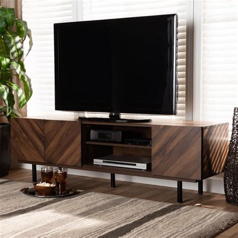 Baxton Studio Berit Mid Century Modern Walnut Brown Finished Wood Tv