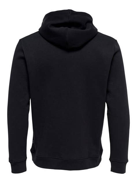 Sudadera básica negra con capucha y bolsillo Hombre Uesti