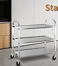 MOOTACO 3 Tier Stainless Steel Kitchen Trolley Cart 75x40x83 5cm Large