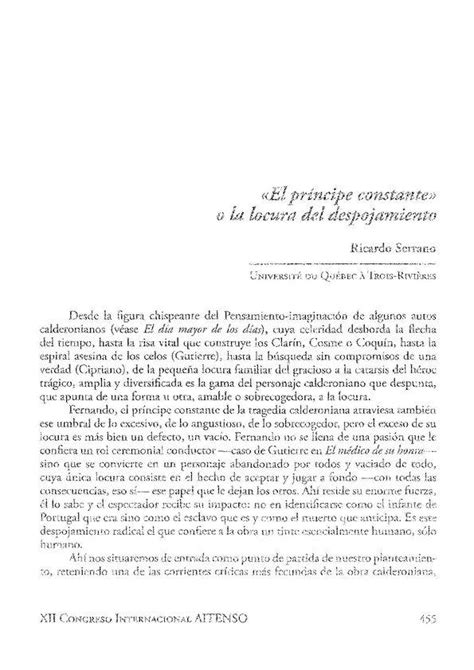 El Pr Ncipe Constante O La Locura Del Despojamiento Ricardo Serrano