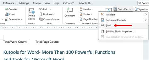 How To Insert Word Count Or Page Count In Word Documents