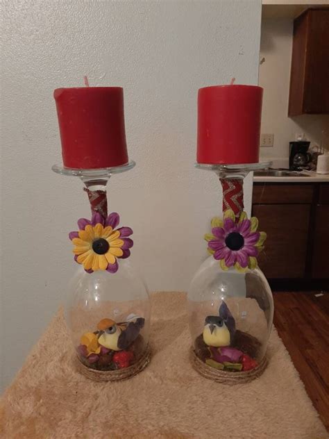 Upside Down Wine Glass Candle Holders Summer Days Set Of Etsy