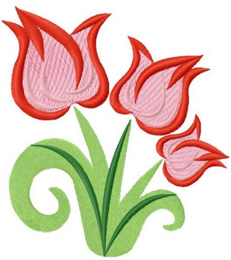 Stylish Tulips Embroidery Design