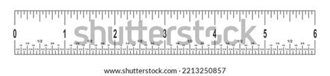 6 Inches Ruler Scale Fractions Math Stock Vector Royalty Free