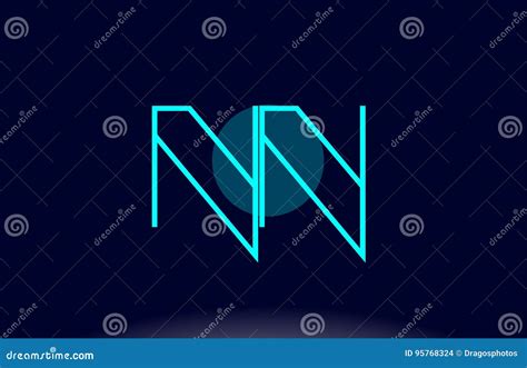 Nn N Blue Line Circle Alphabet Letter Logo Icon Template Vector Stock