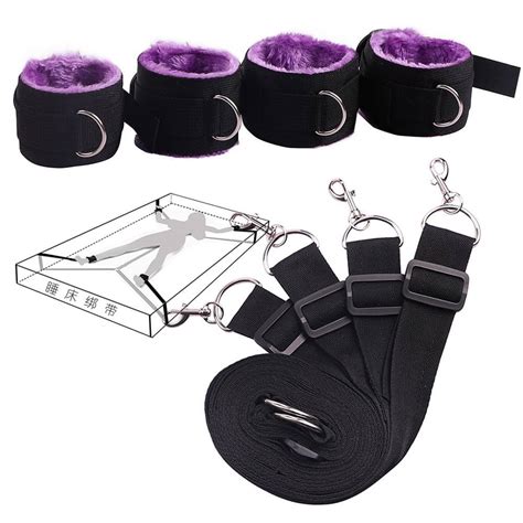 Bed Jam Sex Restraint Kit Adjustable Belt Nylon Handcuffs Ankle Cuffs