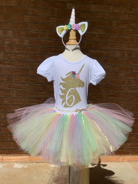 Sixth Unicorn Birthday Outfit Th Birthday Tutu Rainbow Etsy