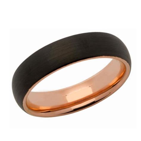 6mm Tungsten Black And Rose Gold Plate Ring Bradley Hatch