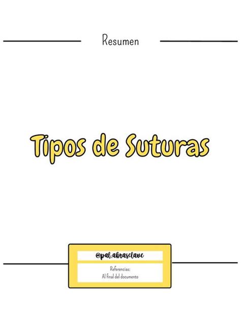 Tipos De Suturas Palabras Clave Udocz
