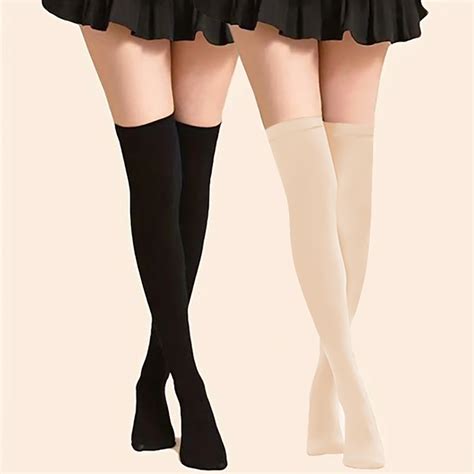 Meia Feminina Cores Nude Ou Preta Sexy Longa Acima Do Joelho Shopee Brasil