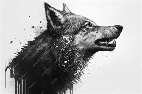 Premium AI Image | A side view sketch of an animal portrait of a wolf ...