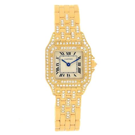 Cartier Panthere 18k Yellow Gold Diamonds Ladies Watch Wf3072b9