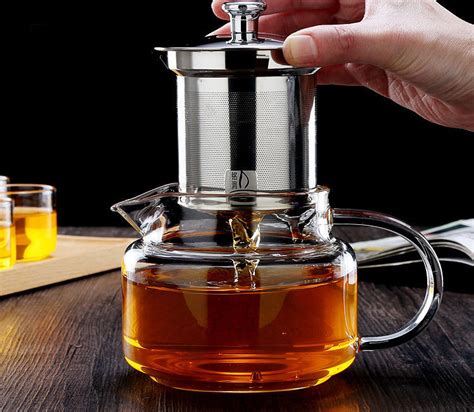 Ss Removable Infuser Handcrafted Borosilicate Glass Teapot