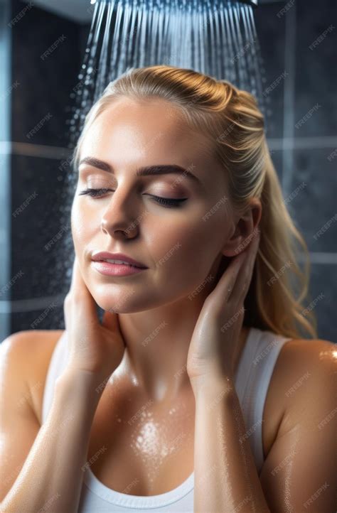 Premium Photo Portrait Of Beautiful Girl Standing At The Shower Woman