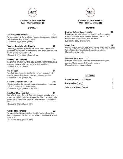 Breakfast Menu