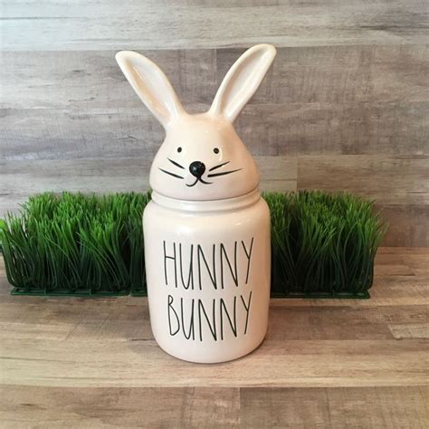 New Rae Dunn All Pink Hunny Bunny Canister In Hunny Bunny