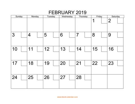 Calendar february 2019 printable | February 2019 Calendar - 2018-08-07