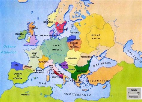 Principales Reinos De Europa Hacia El Año 1000 Mapa De Europa Europa ...
