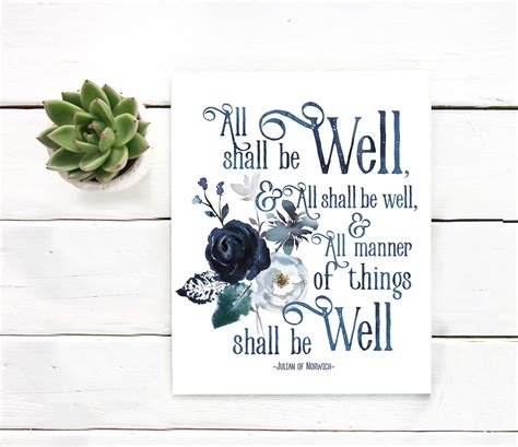 All Shall Be Well Printable Art Julian Of Norwich Quote Print